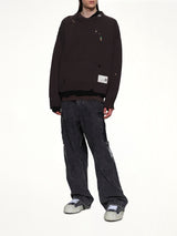 Layered Knit Pullover in Black