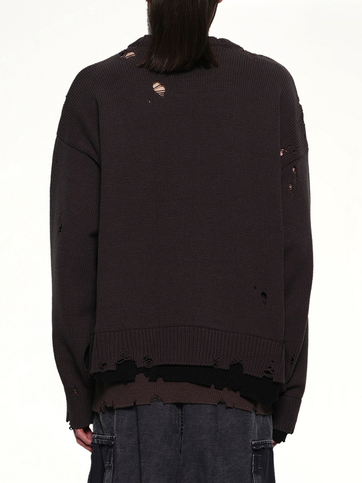 Layered Knit Pullover in Black
