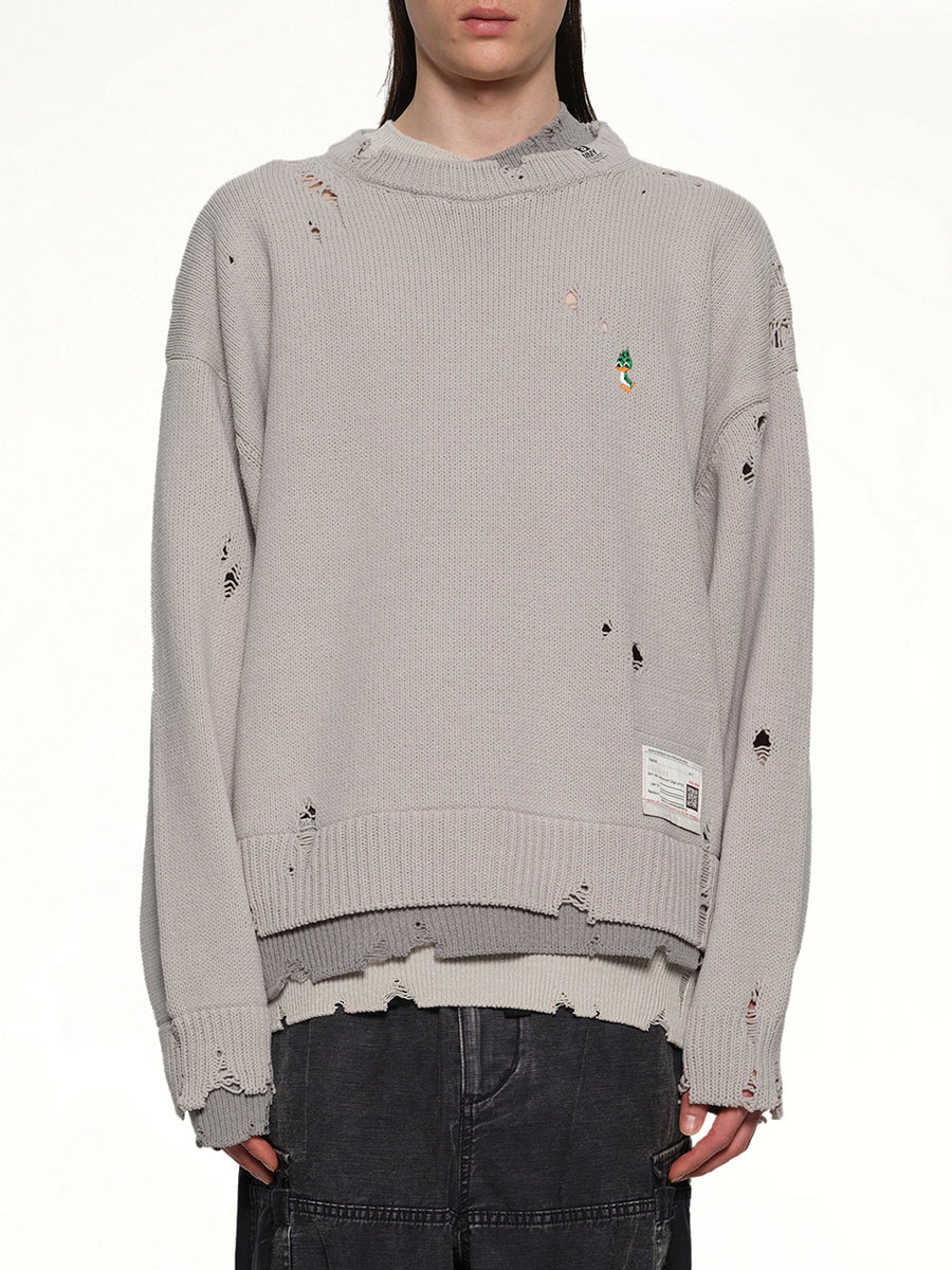 Layered Knit Pullover in Gray