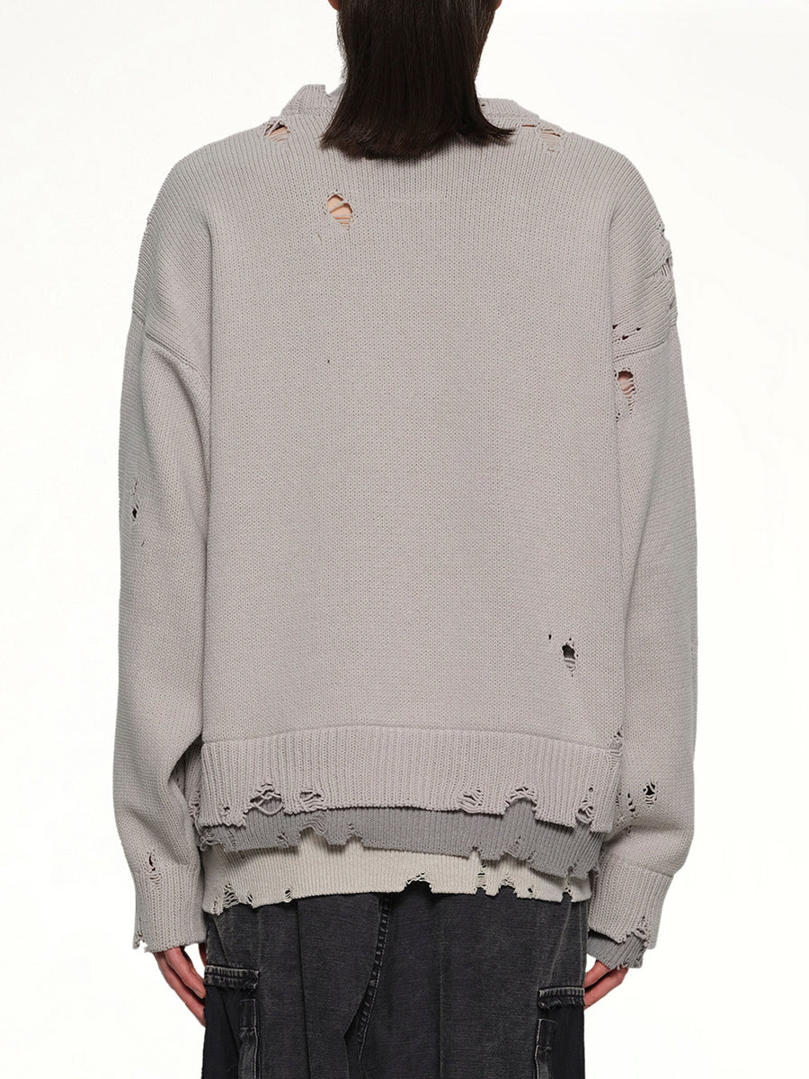 Layered Knit Pullover in Gray