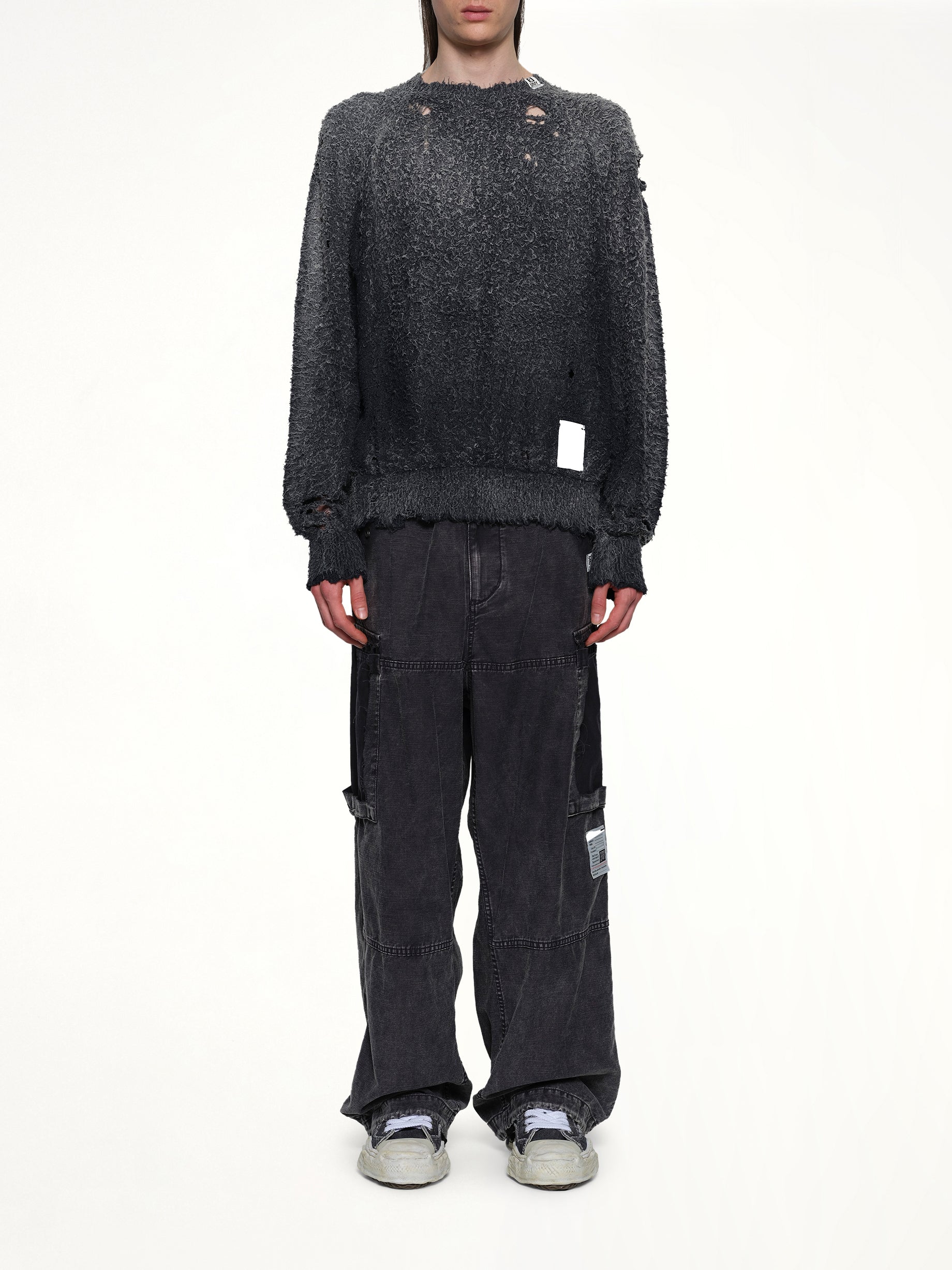 Sun Faded Knit Pullover in Black