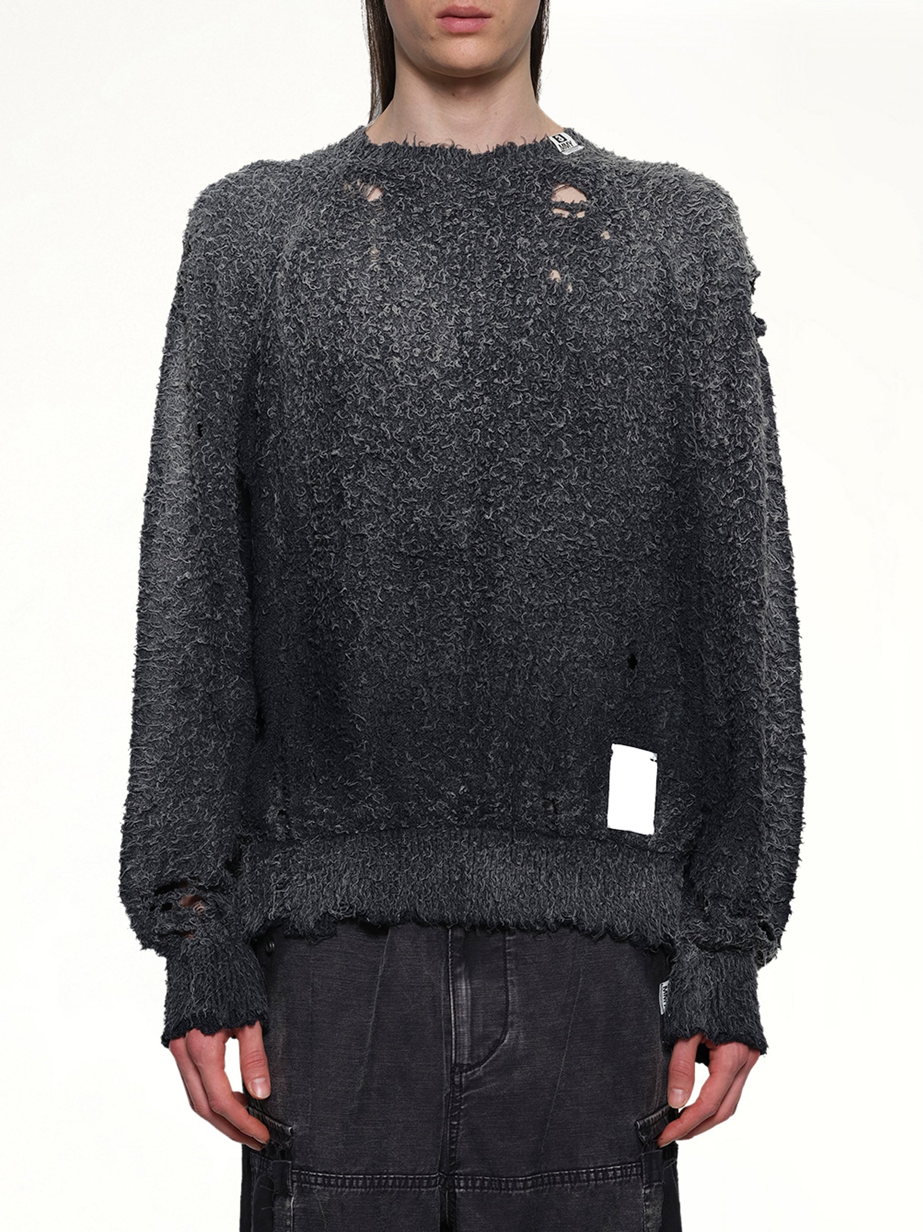 Sun Faded Knit Pullover in Black
