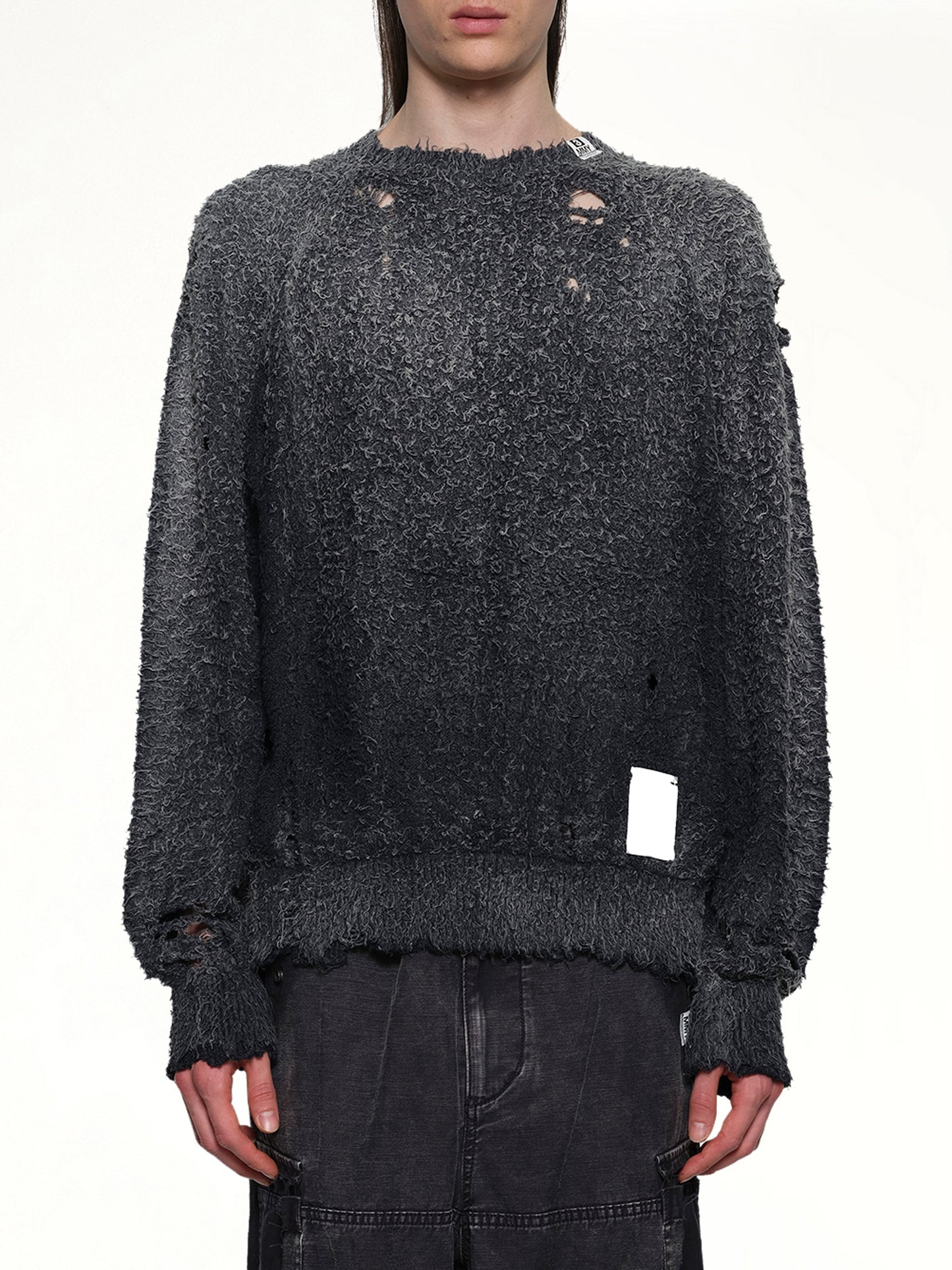Sun Faded Knit Pullover in Black