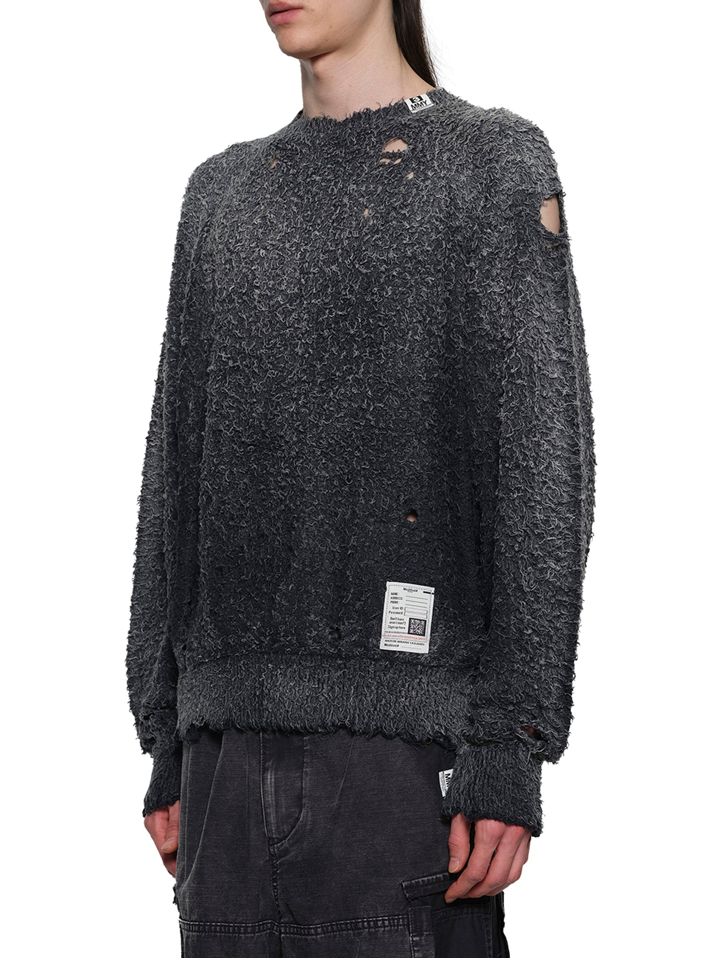 Sun Faded Knit Pullover in Black