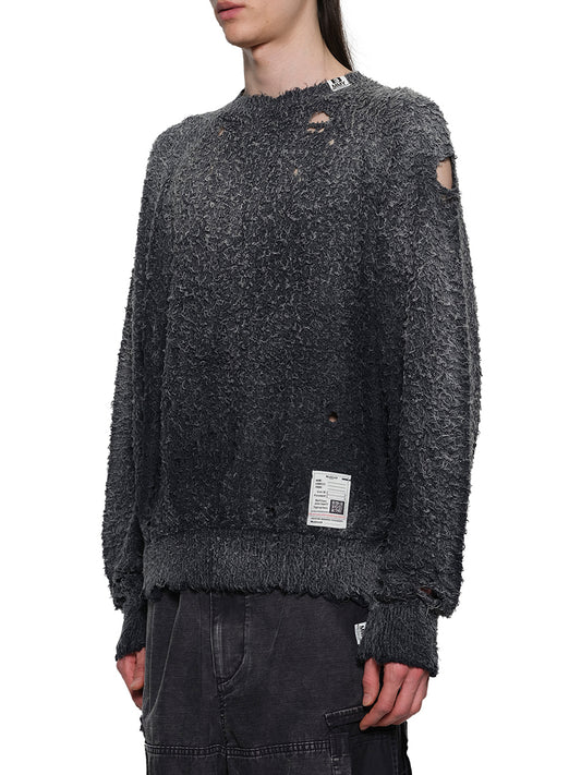 Sun Faded Knit Pullover in Black