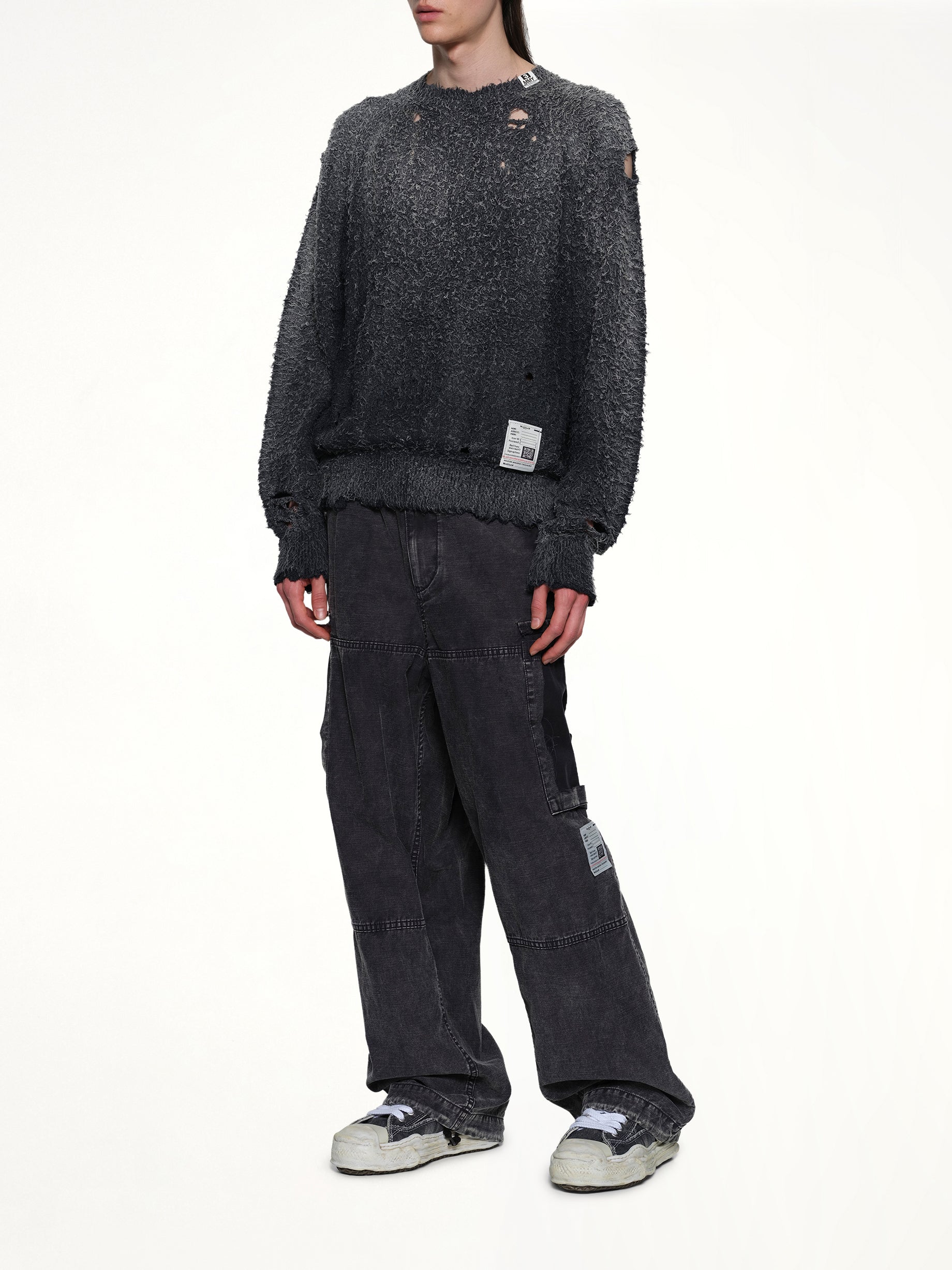 Sun Faded Knit Pullover in Black