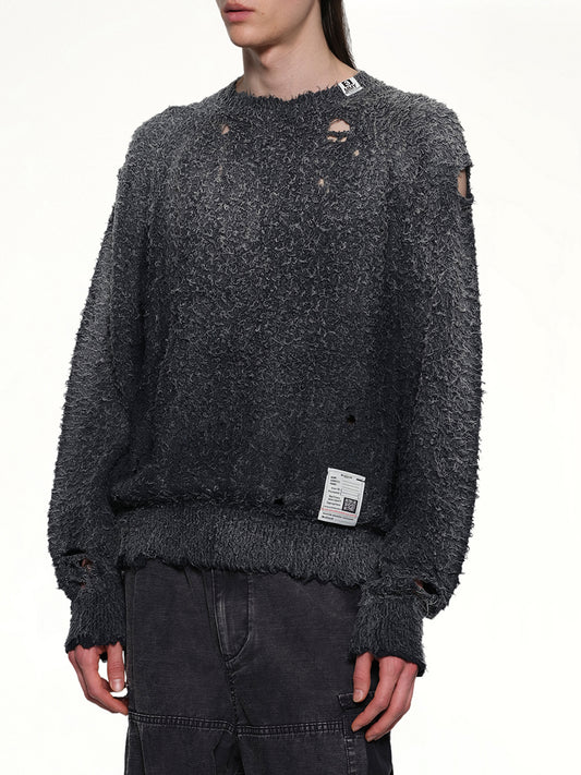 Sun Faded Knit Pullover in Black