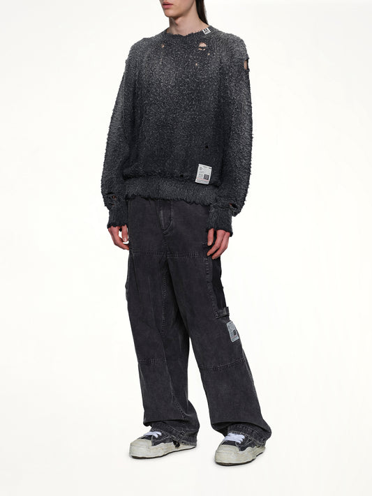 Sun Faded Knit Pullover in Black