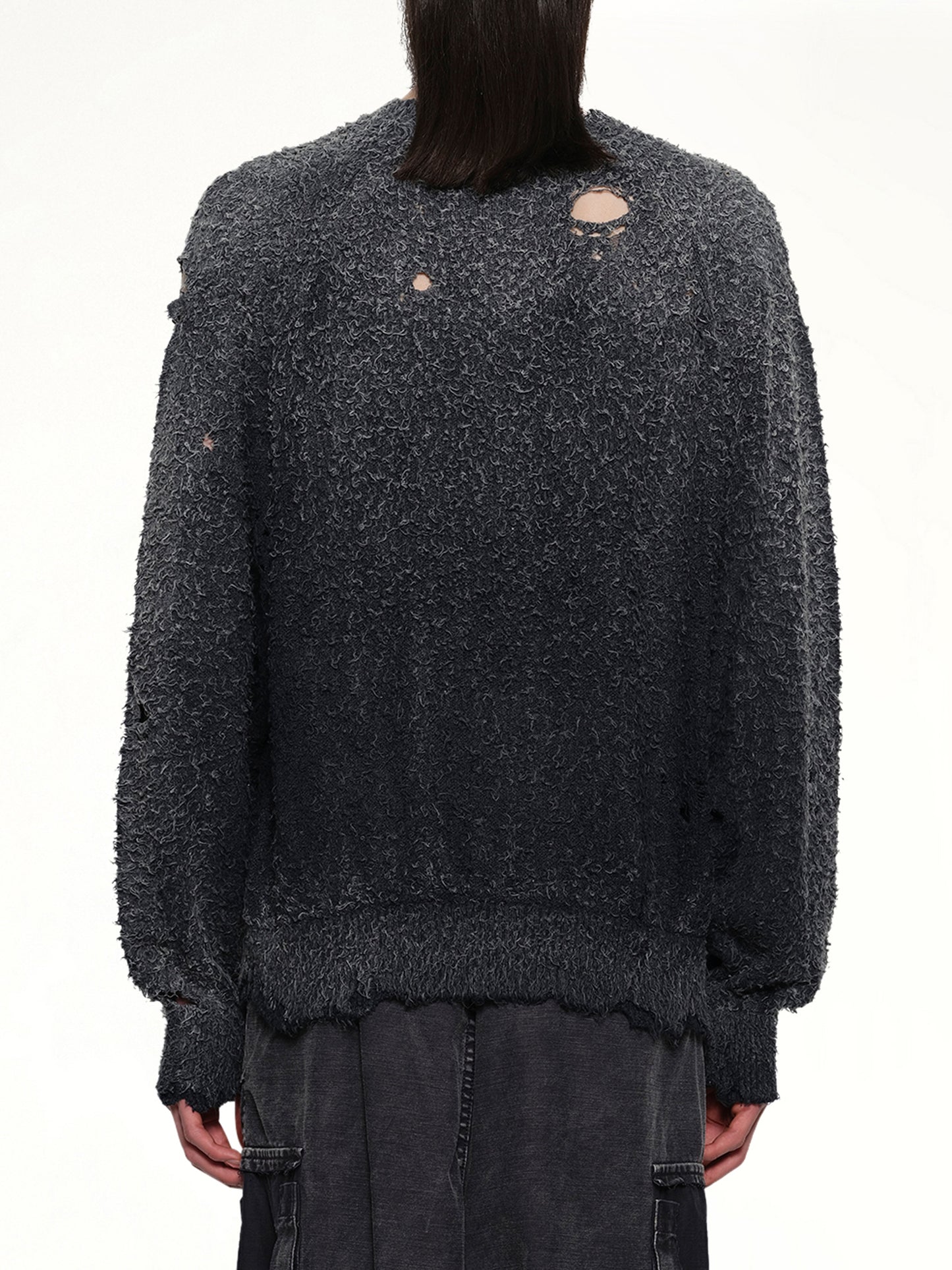 Sun Faded Knit Pullover in Black