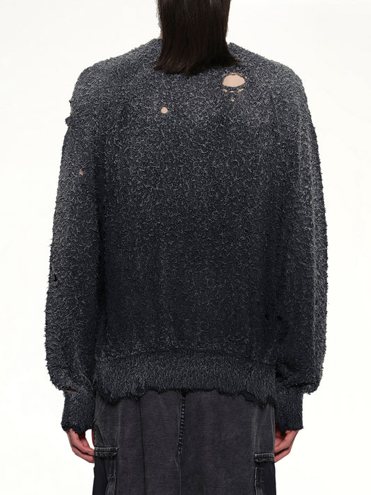 Sun Faded Knit Pullover in Black