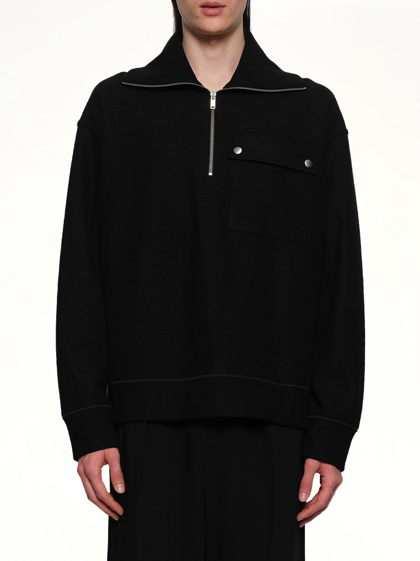 Sweatshirt Polo Collar in Black