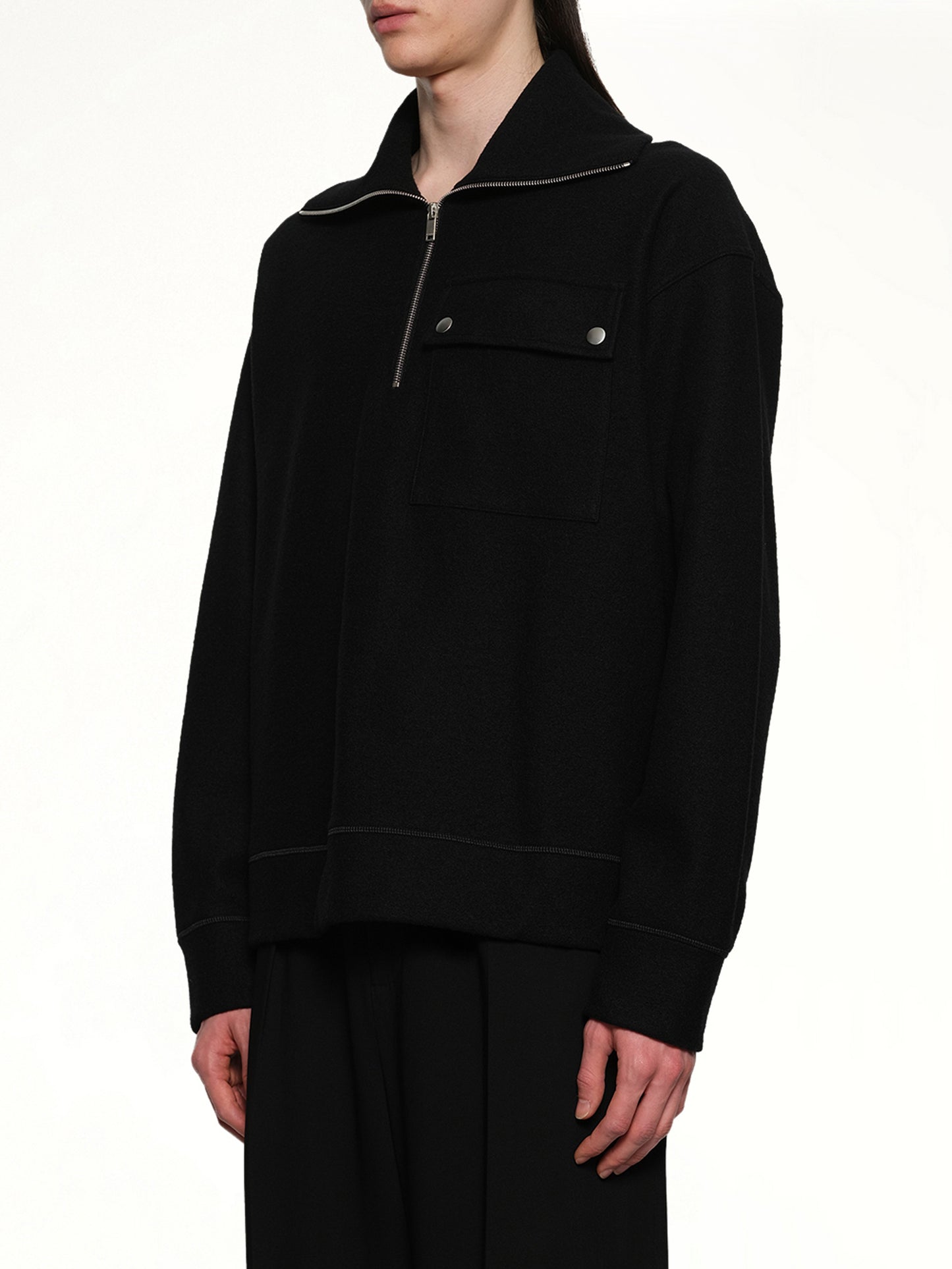 Sweatshirt Polo Collar in Black