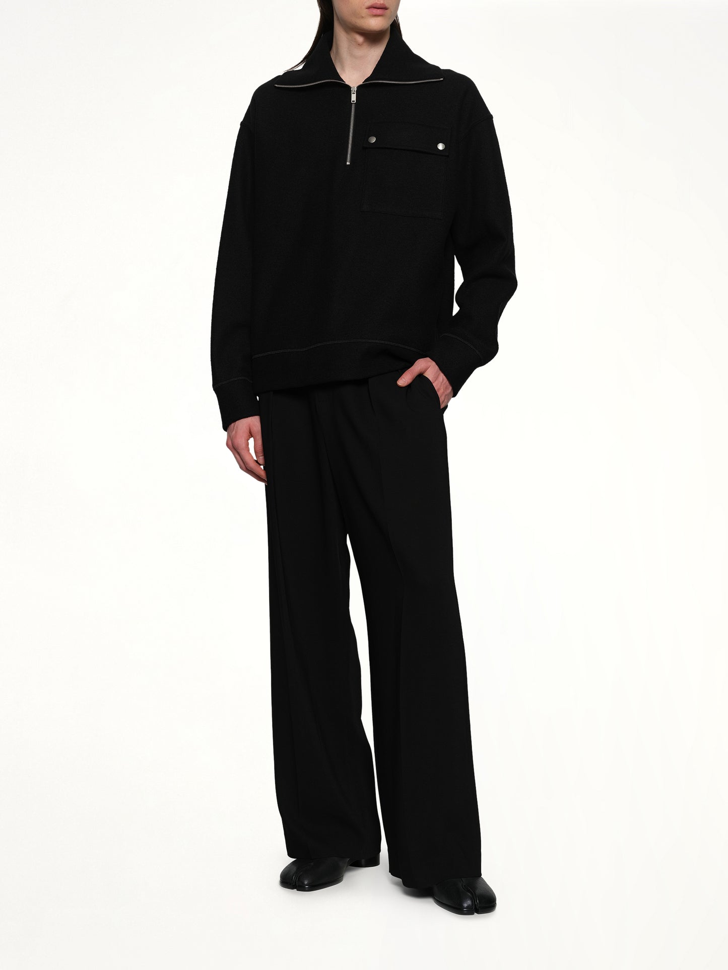 Sweatshirt Polo Collar in Black