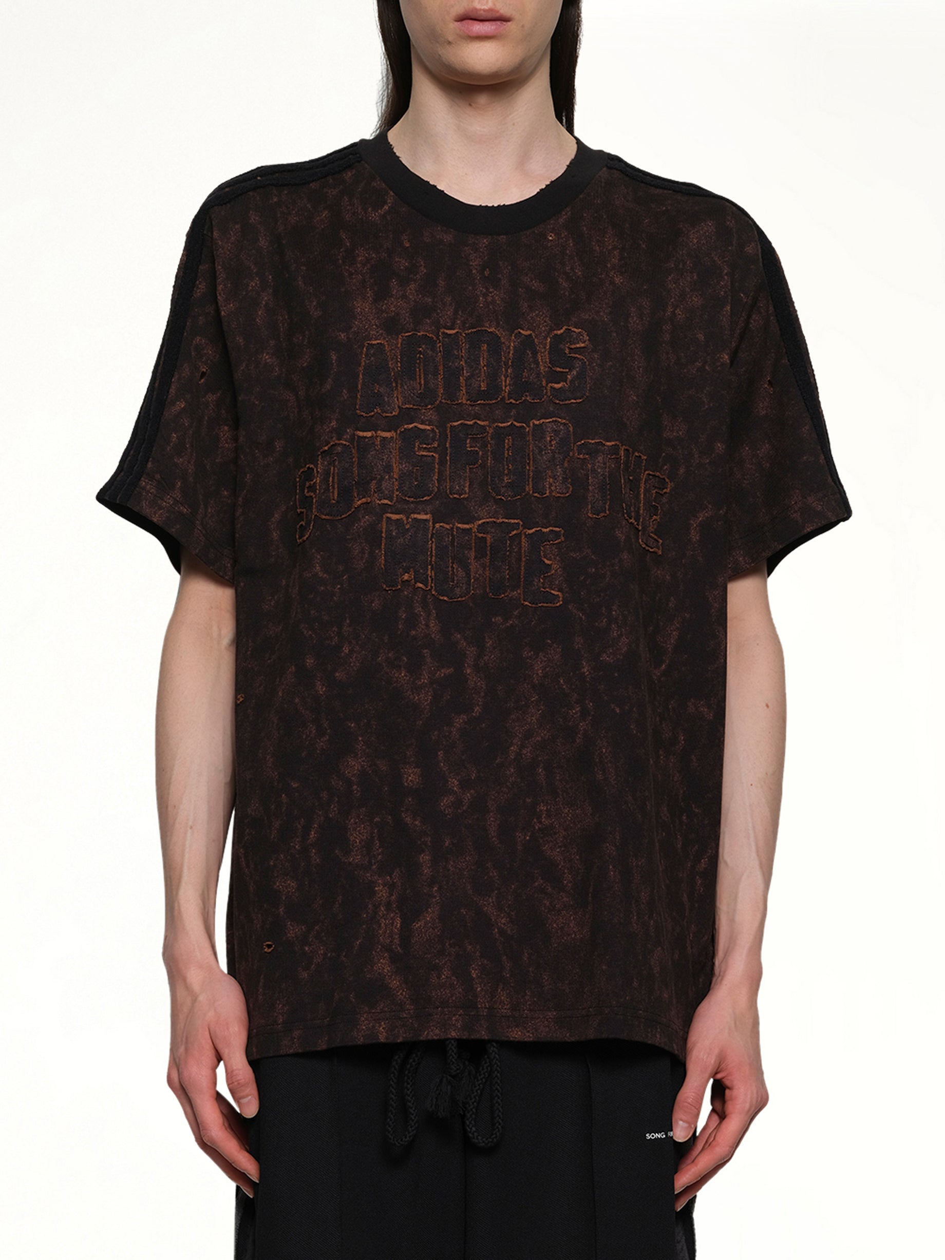 Bleaching Effect T-Shirt in Black/Wild Brown
