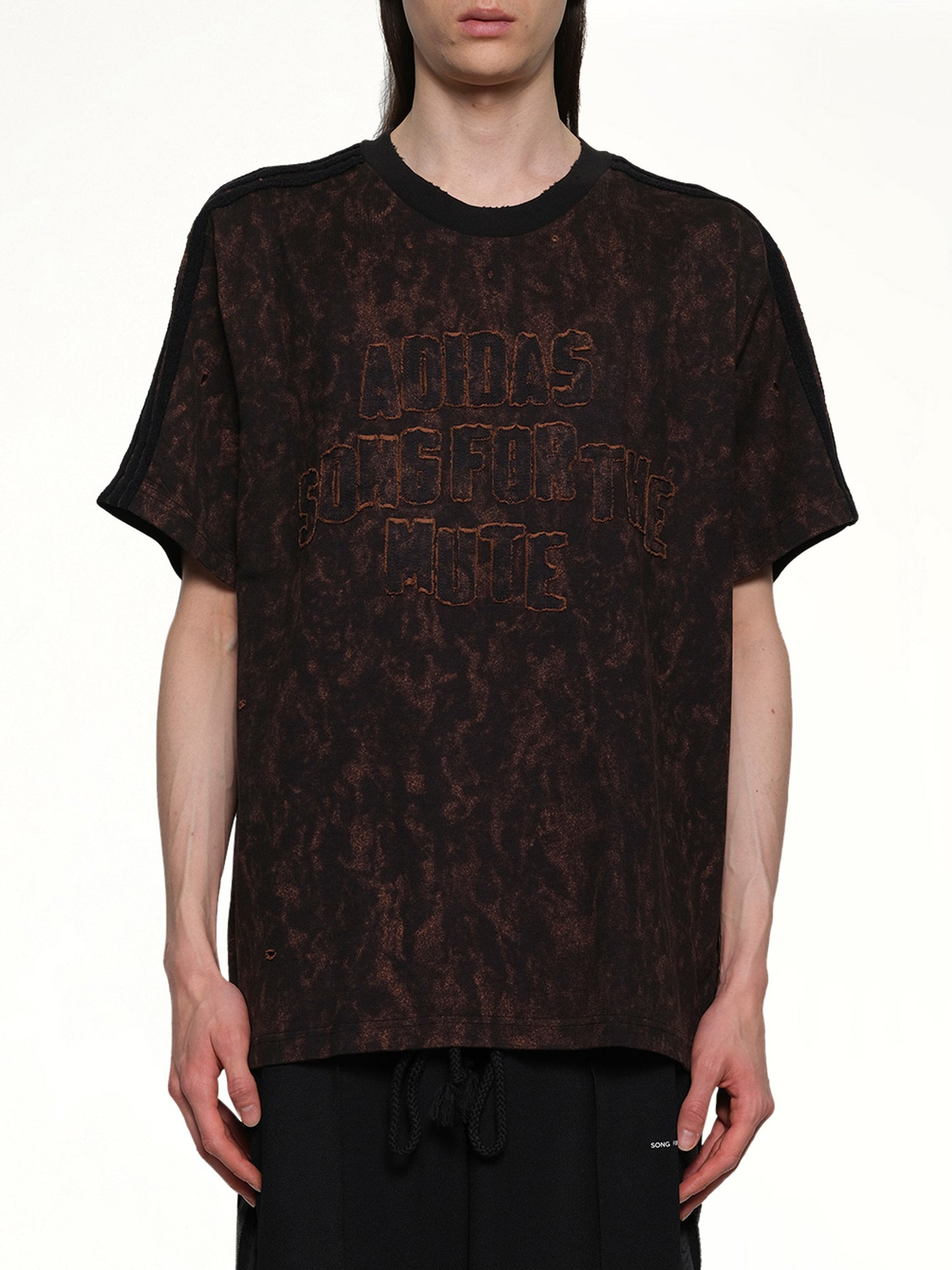 Bleaching Effect T-Shirt in Black/Wild Brown
