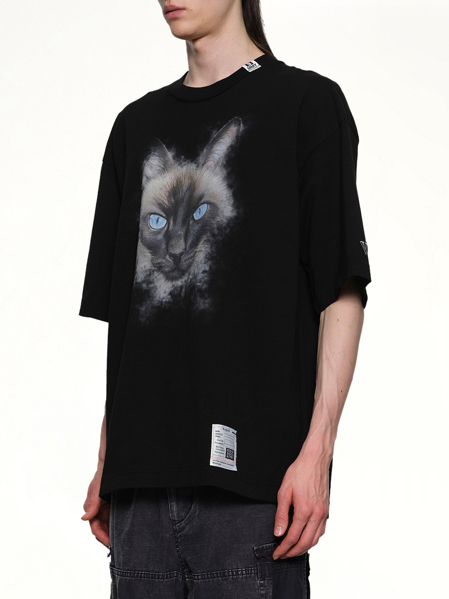 Cat Printed T-Shirt in Black