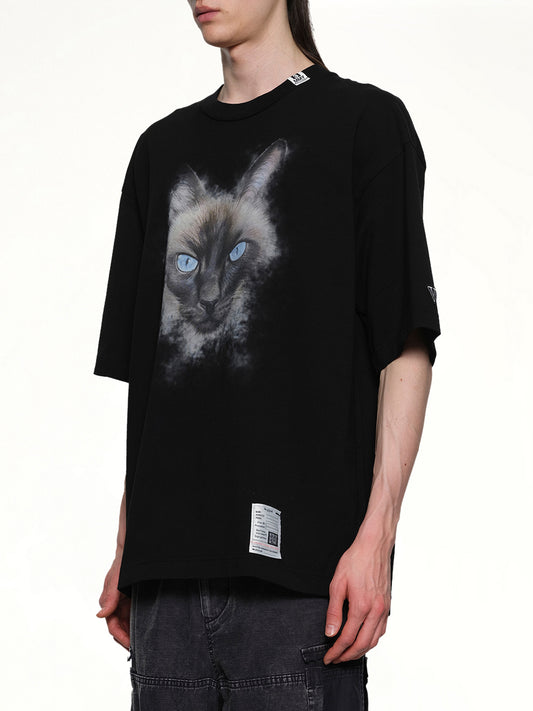 Cat Printed T-Shirt in Black