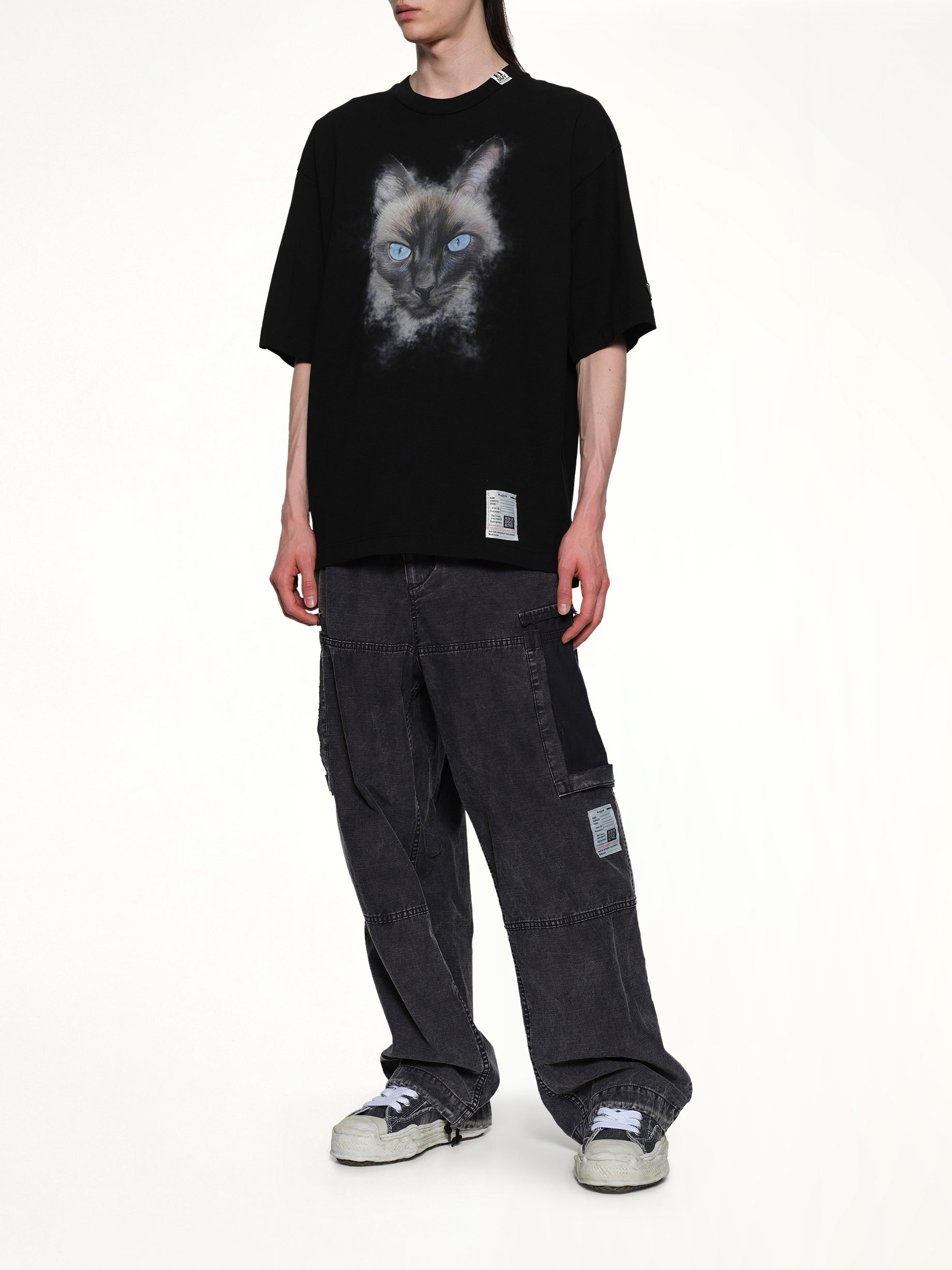 Cat Printed T-Shirt in Black