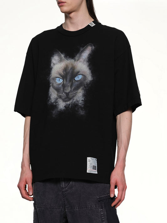Cat Printed T-Shirt in Black