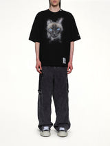 Cat Printed T-Shirt in Black