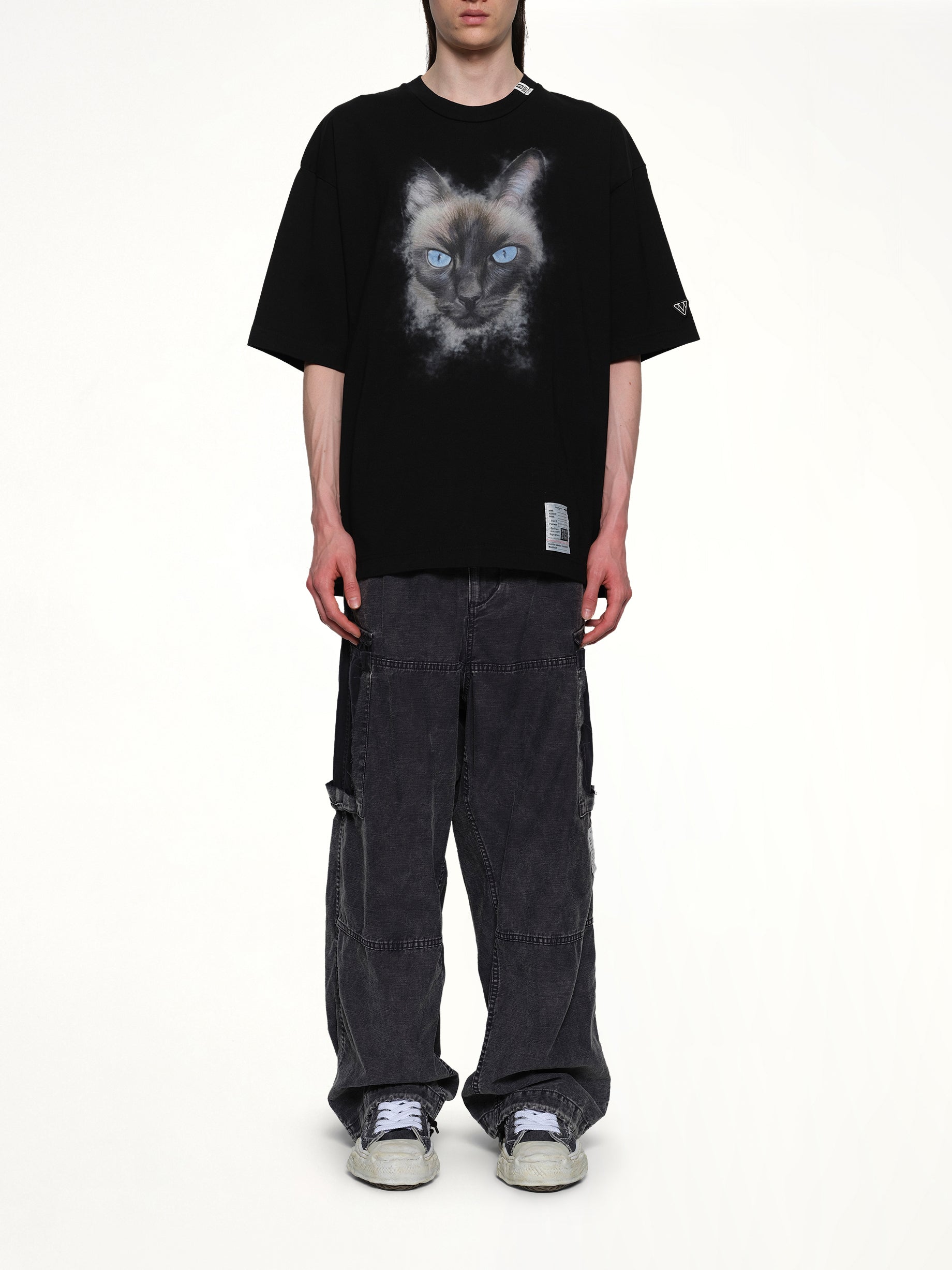 Cat Printed T-Shirt in Black
