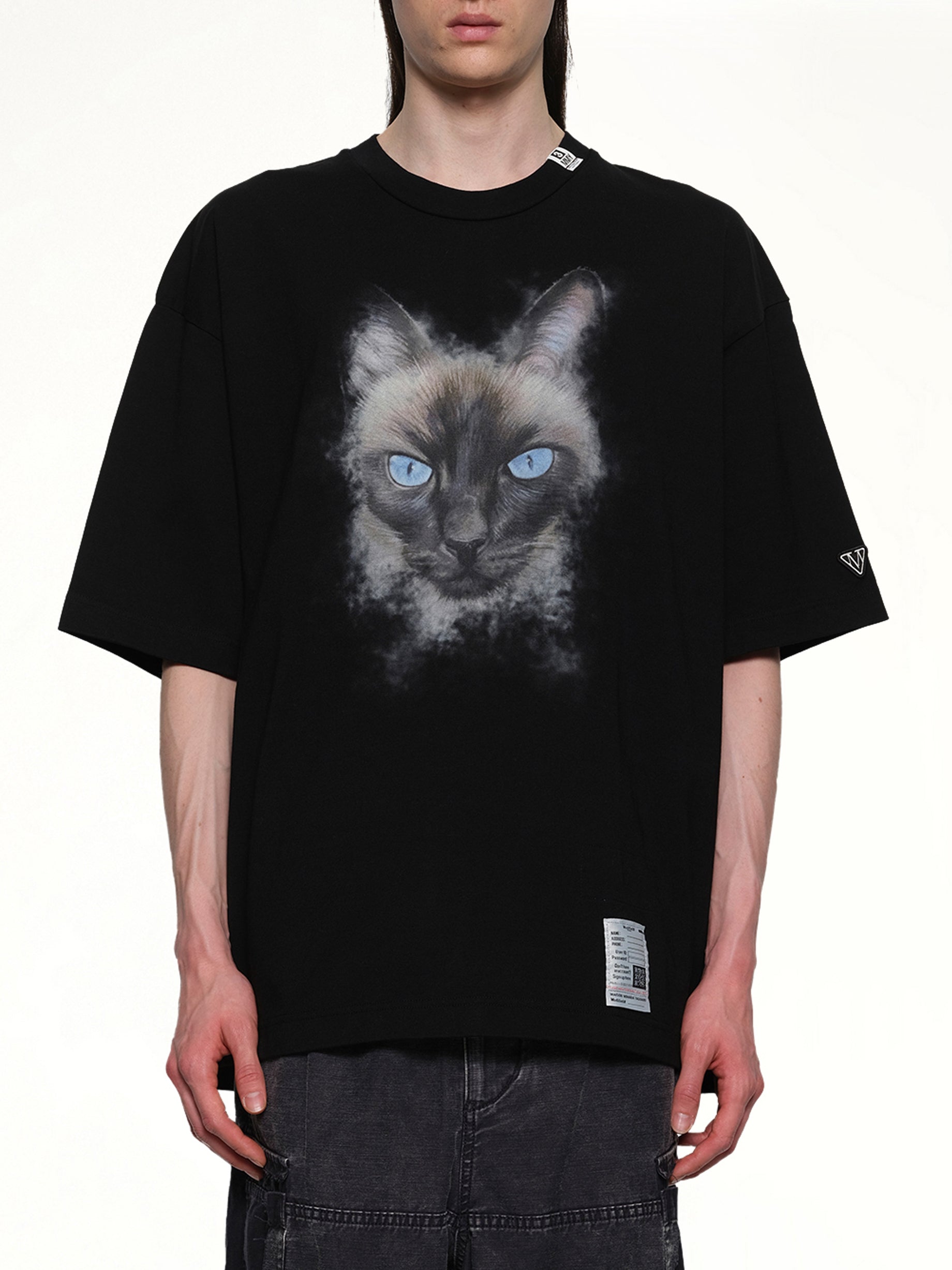 Cat Printed T-Shirt in Black