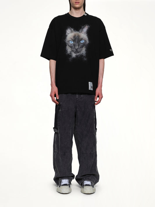 Cat Printed T-Shirt in Black