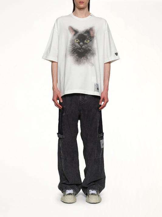 Cat Printed T-Shirt in White