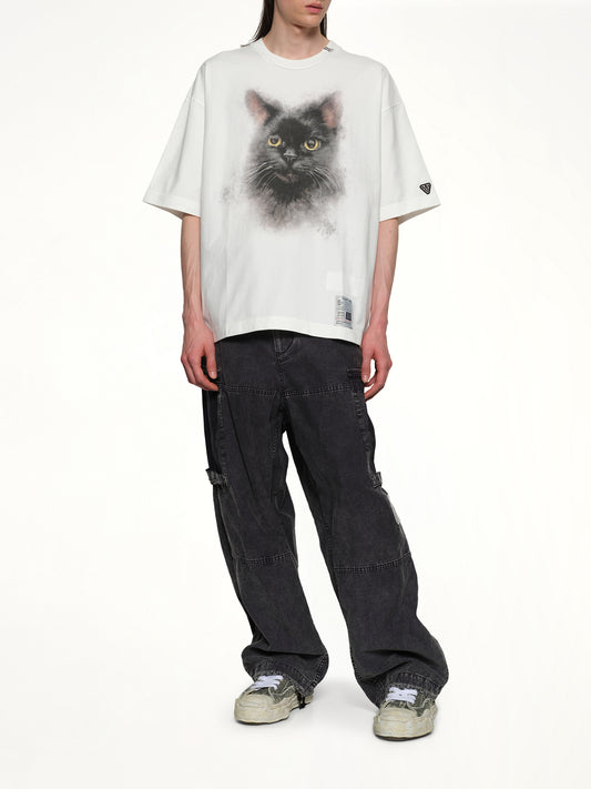 Cat Printed T-Shirt in White