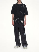 Embellished Bleached T-Shirt in Black
