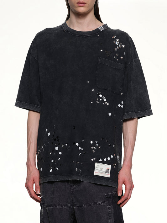 Embellished Bleached T-Shirt in Black