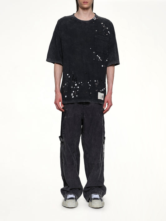 Embellished Bleached T-Shirt in Black