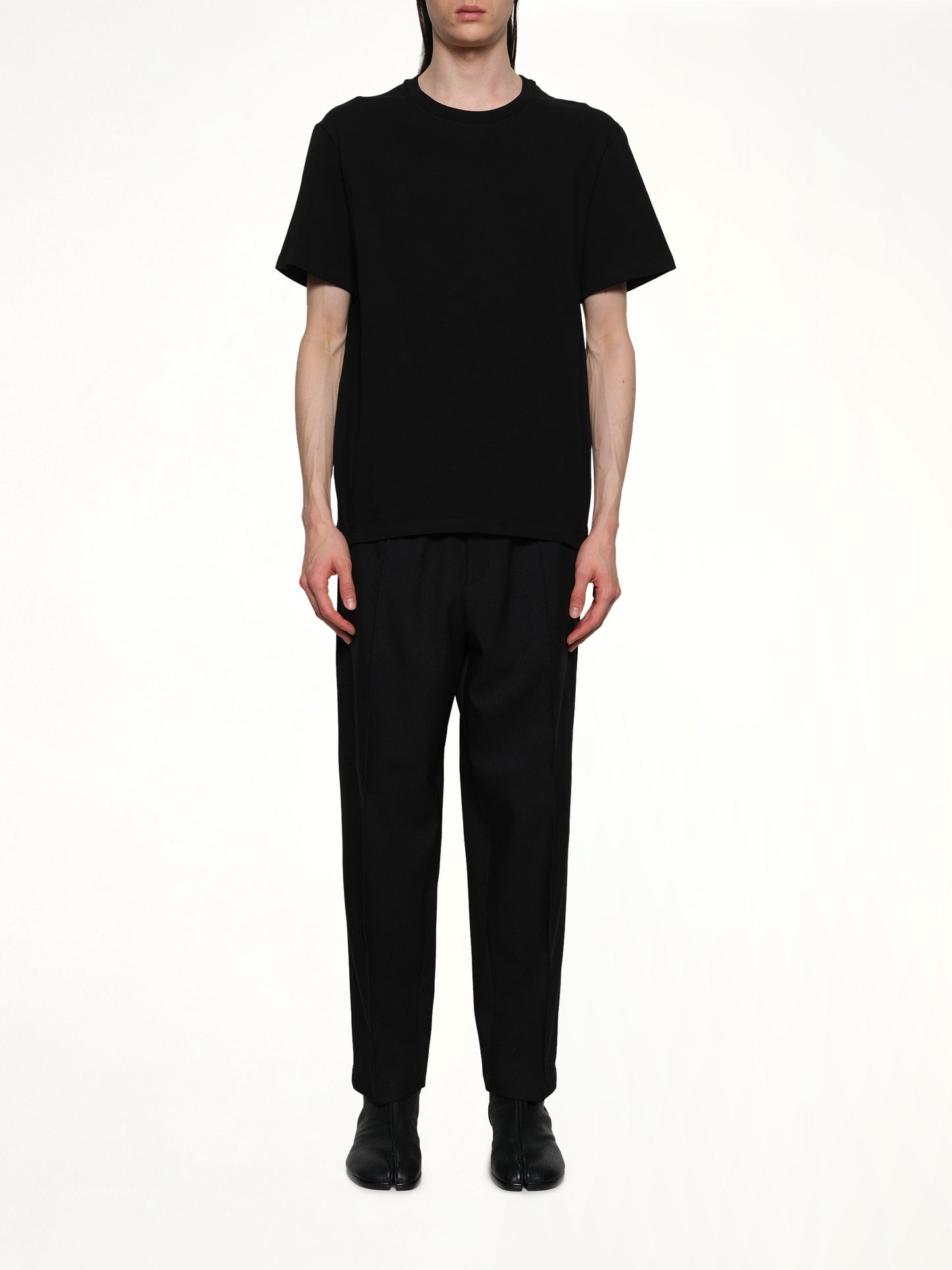 Leather Patch T-Shirt in Black