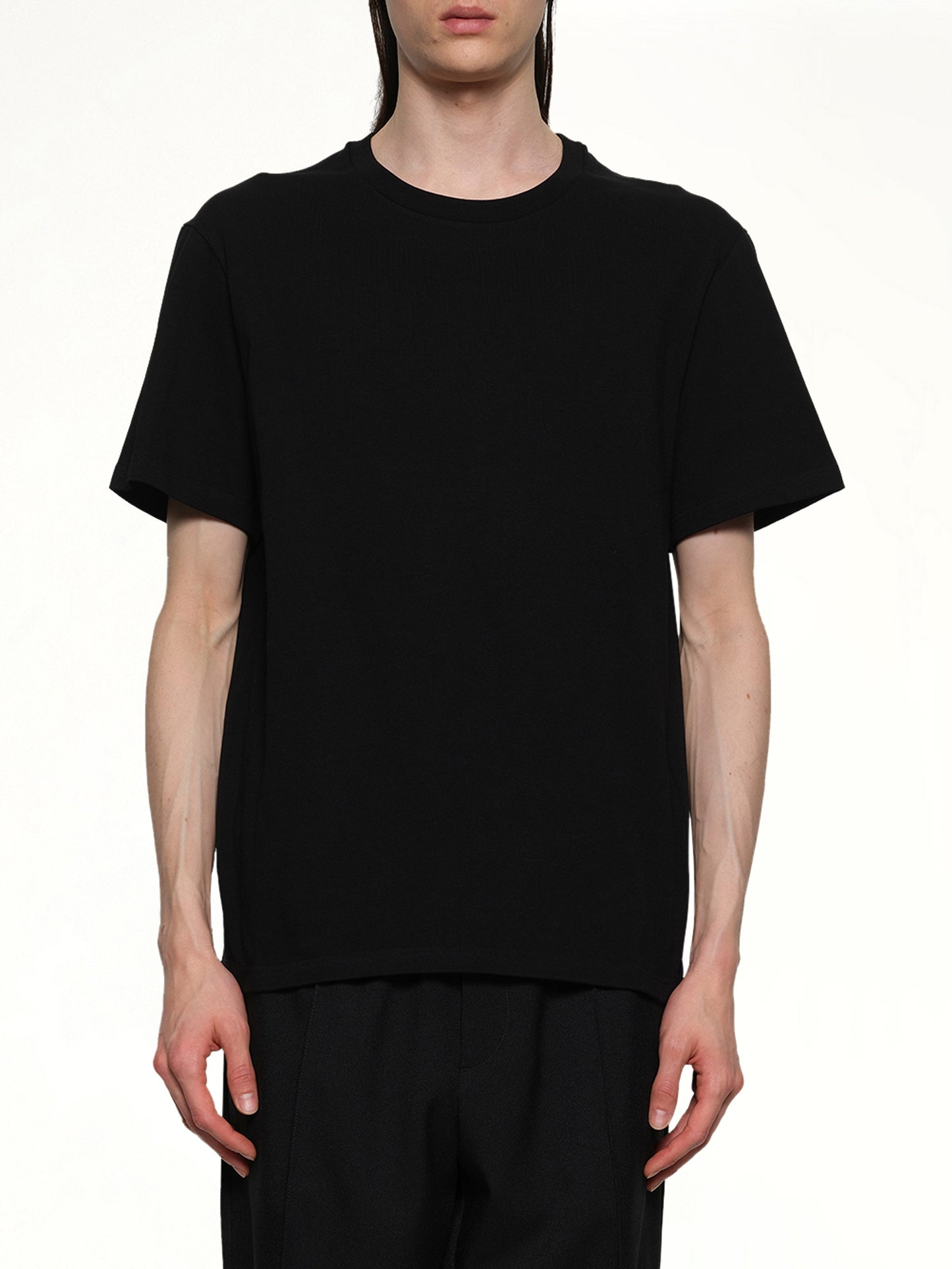 Leather Patch T-Shirt in Black