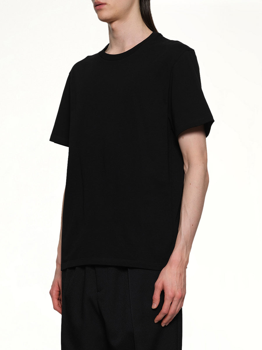 Leather Patch T-Shirt in Black