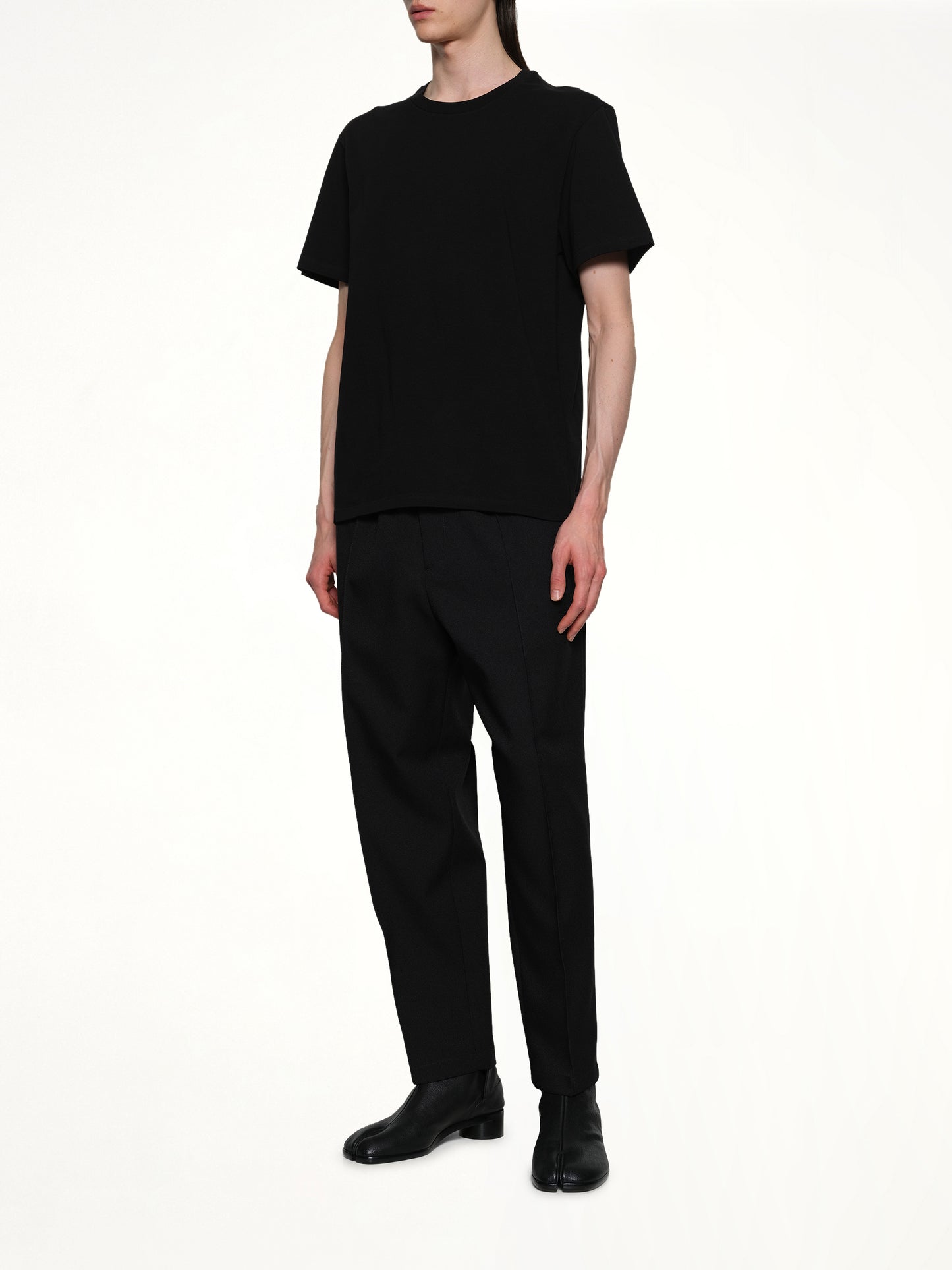 Leather Patch T-Shirt in Black