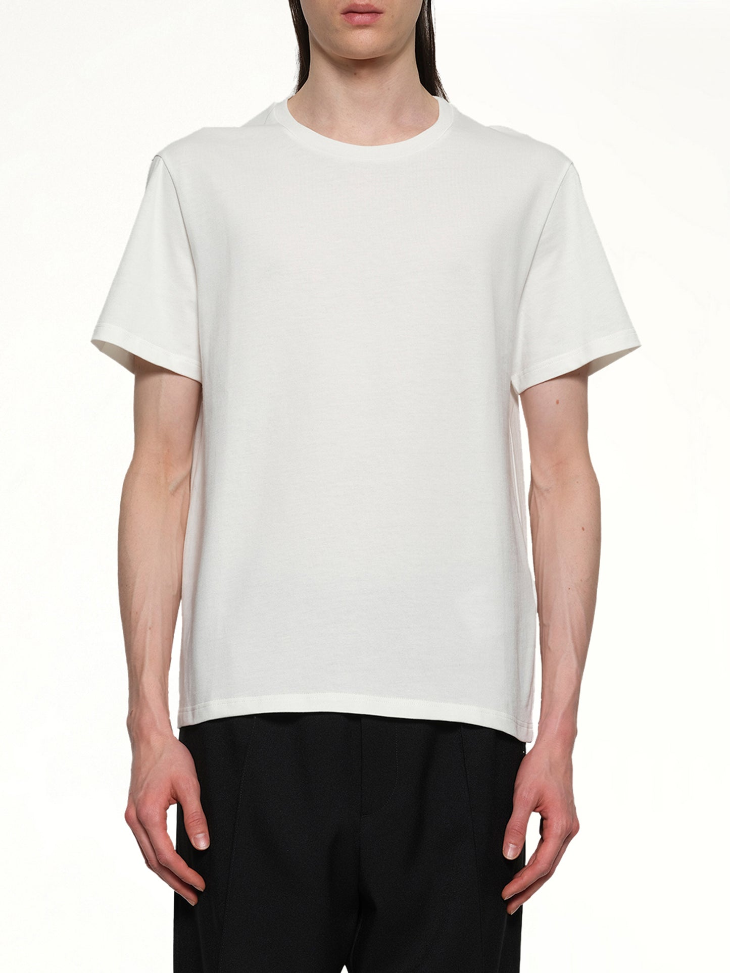 Leather Patch T-Shirt in Porcelain