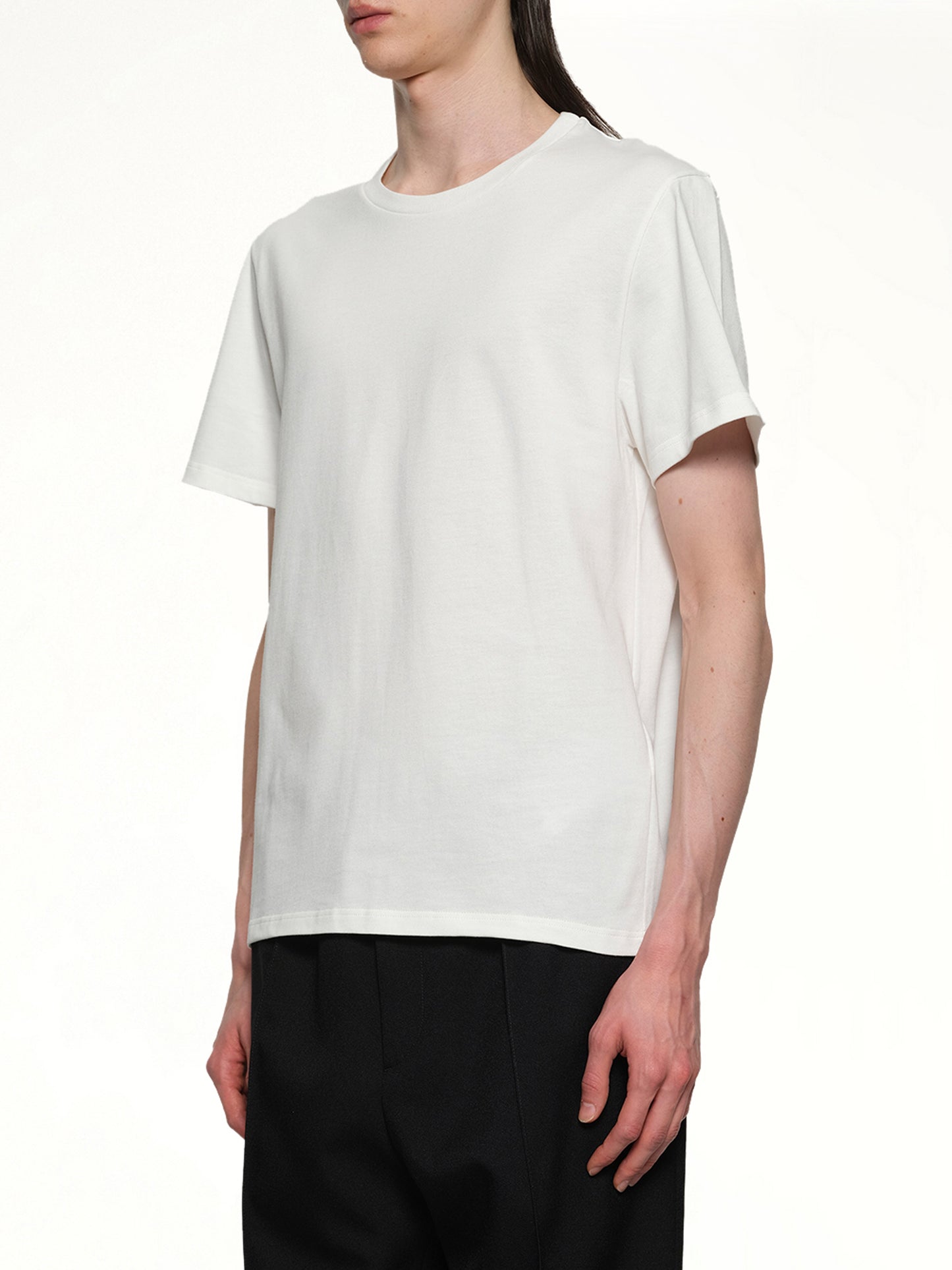 Leather Patch T-Shirt in Porcelain