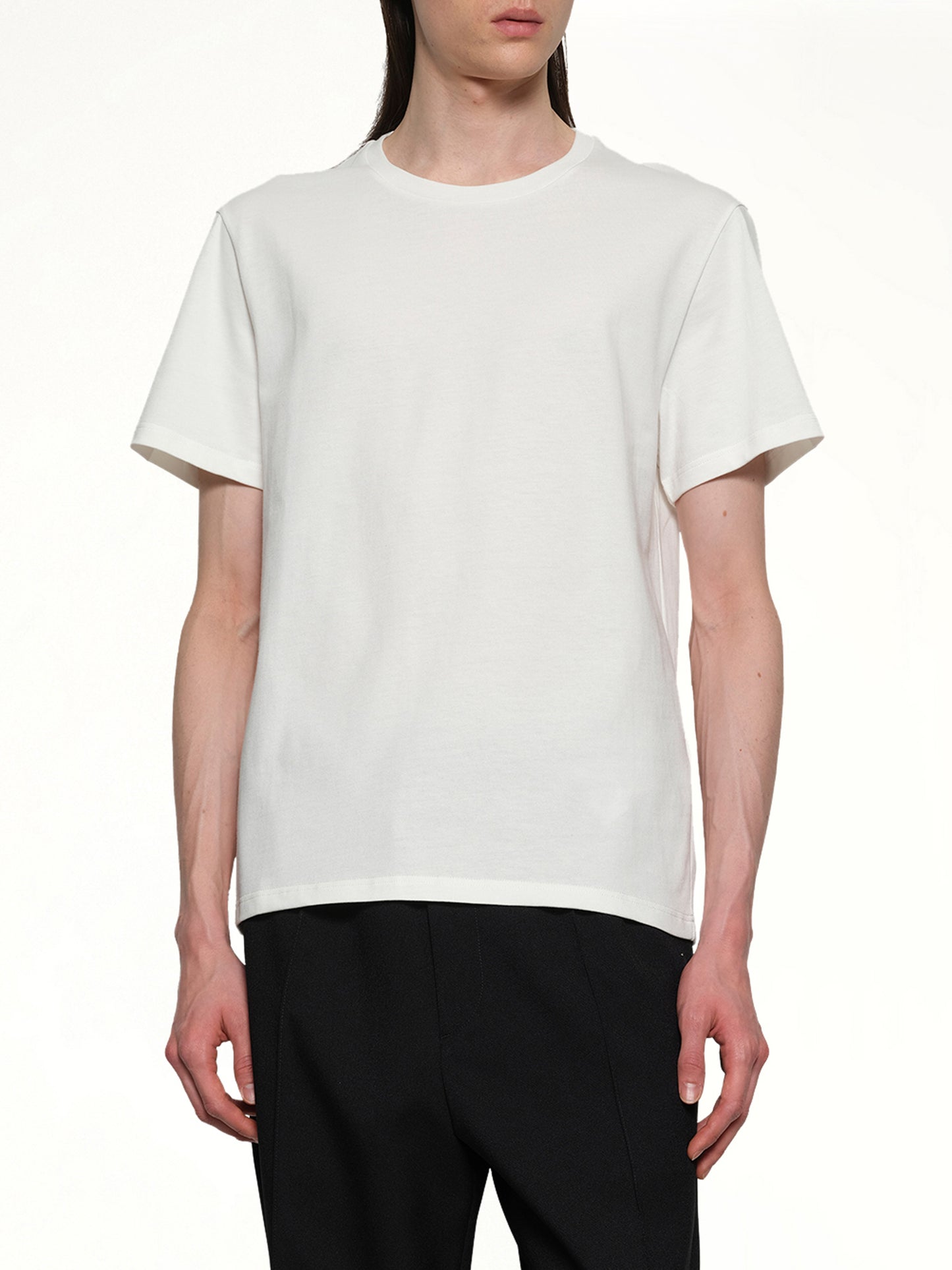 Leather Patch T-Shirt in Porcelain