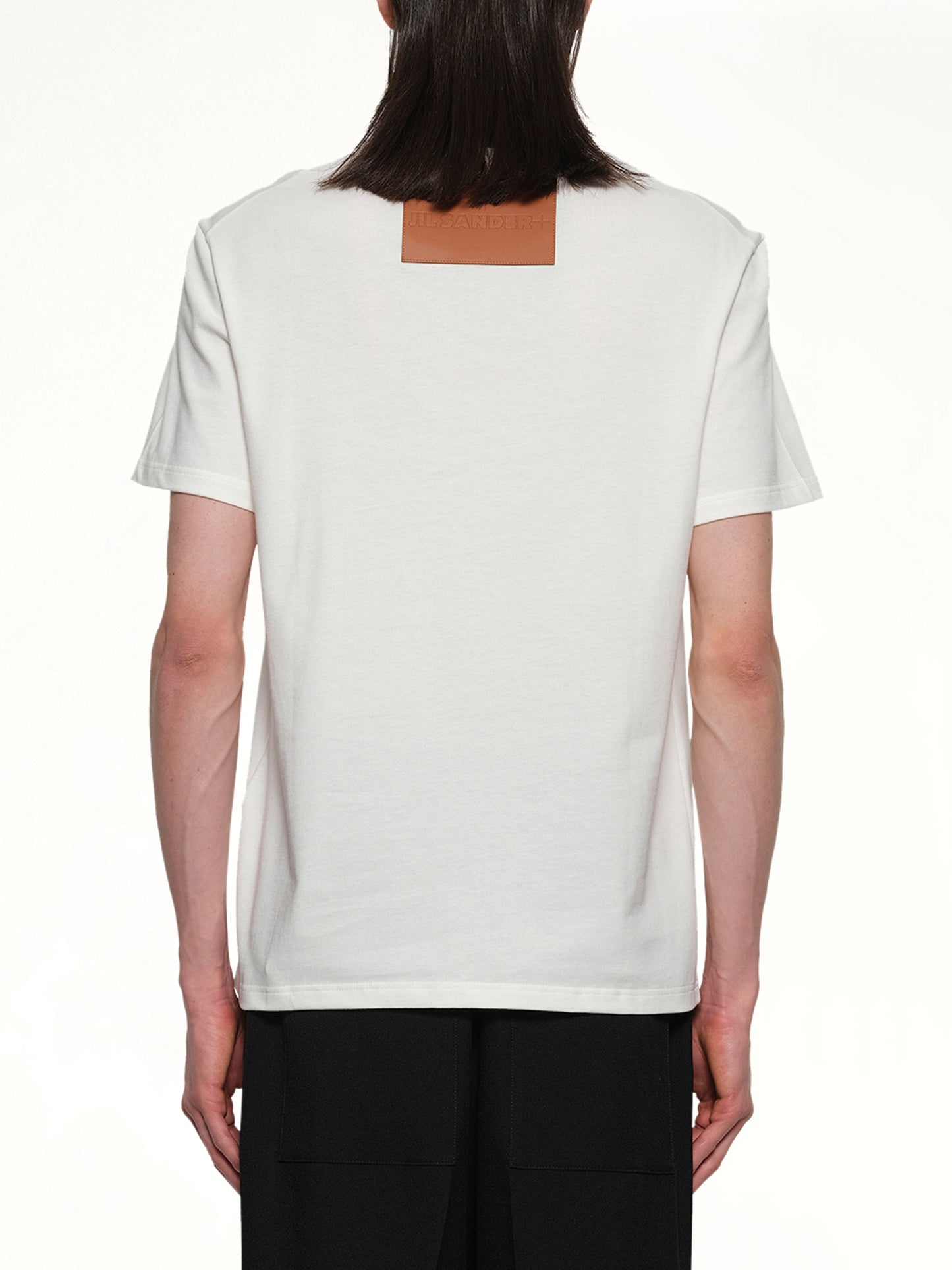 Leather Patch T-Shirt in Porcelain
