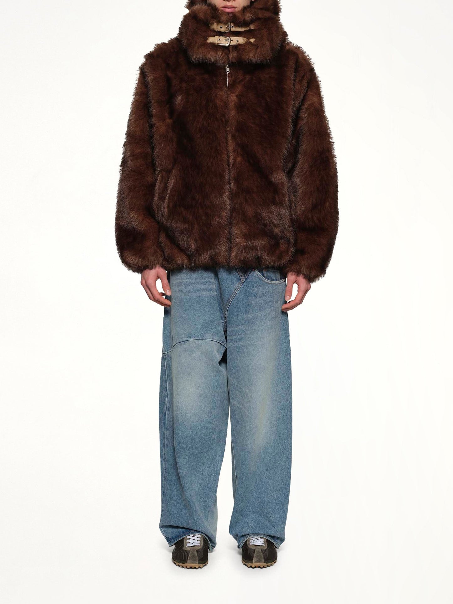 Fur Hoodie in Brown