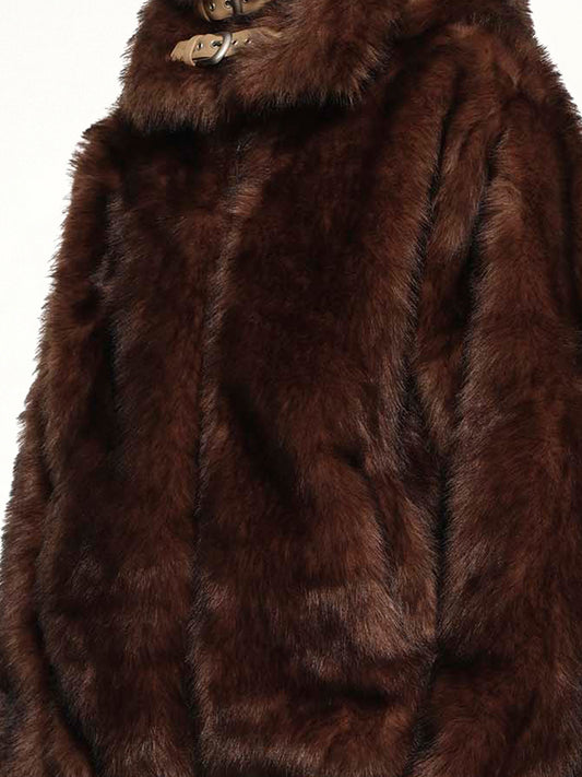 Fur Hoodie in Brown
