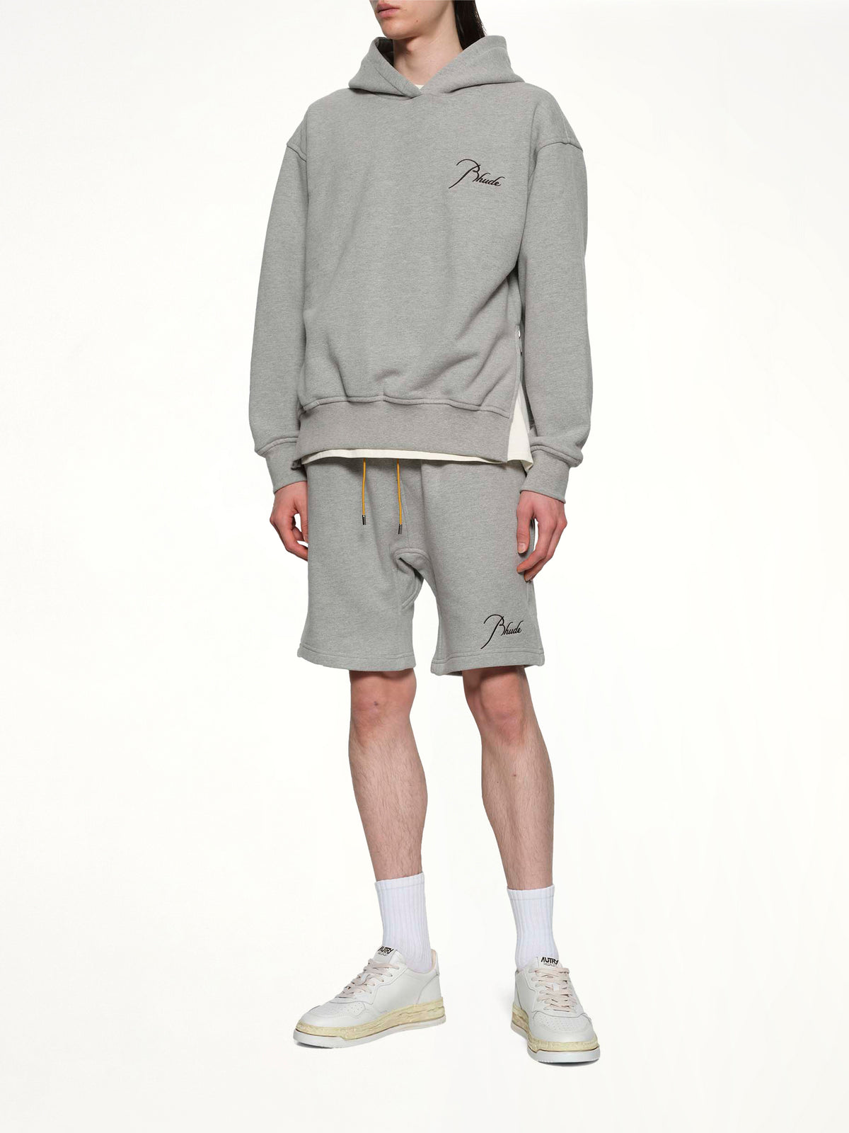 Classique Side Zip Pullover Hoodie in Heather Grey/Black