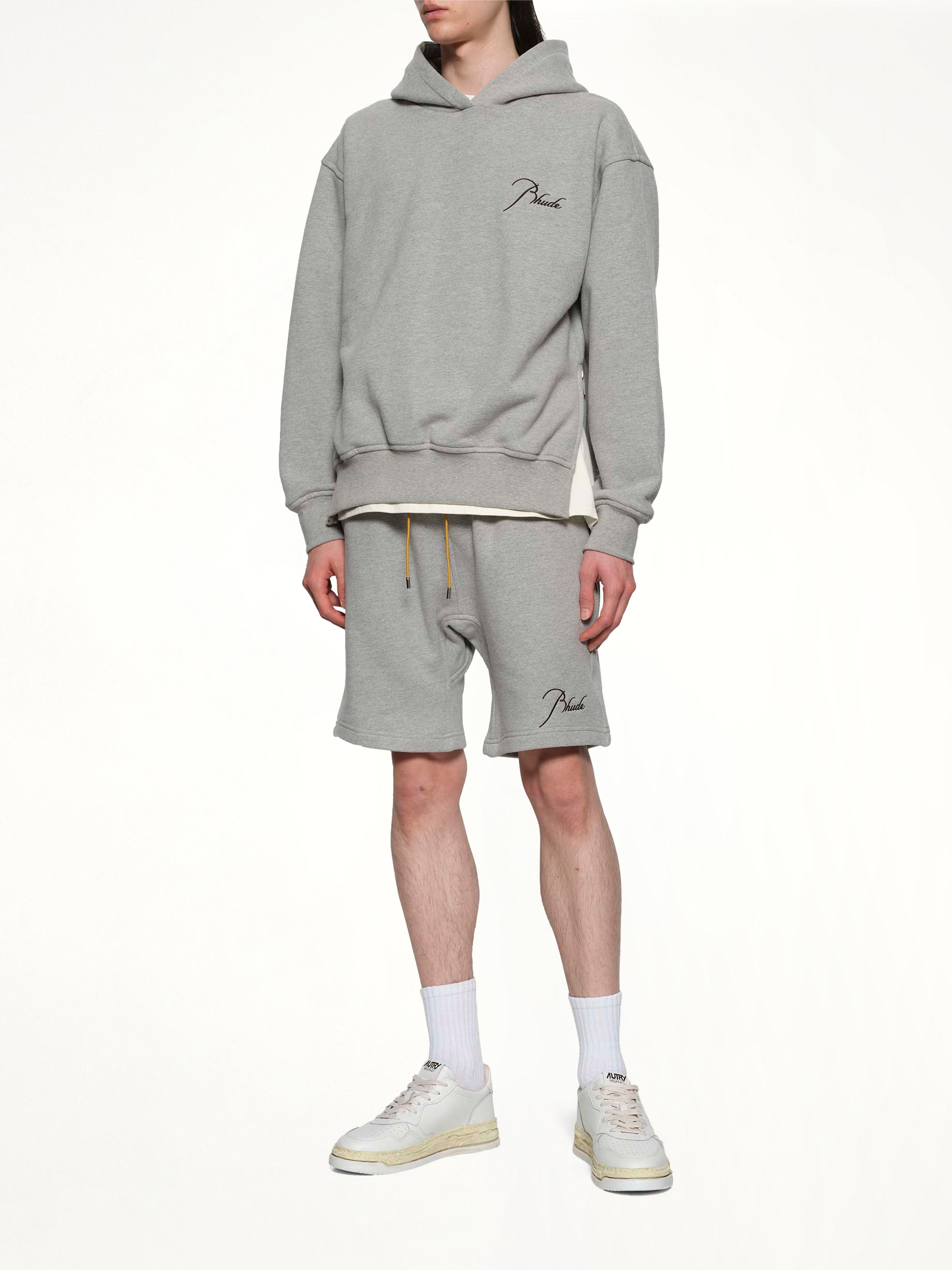 Classique Side Zip Pullover Hoodie in Heather Grey/Black