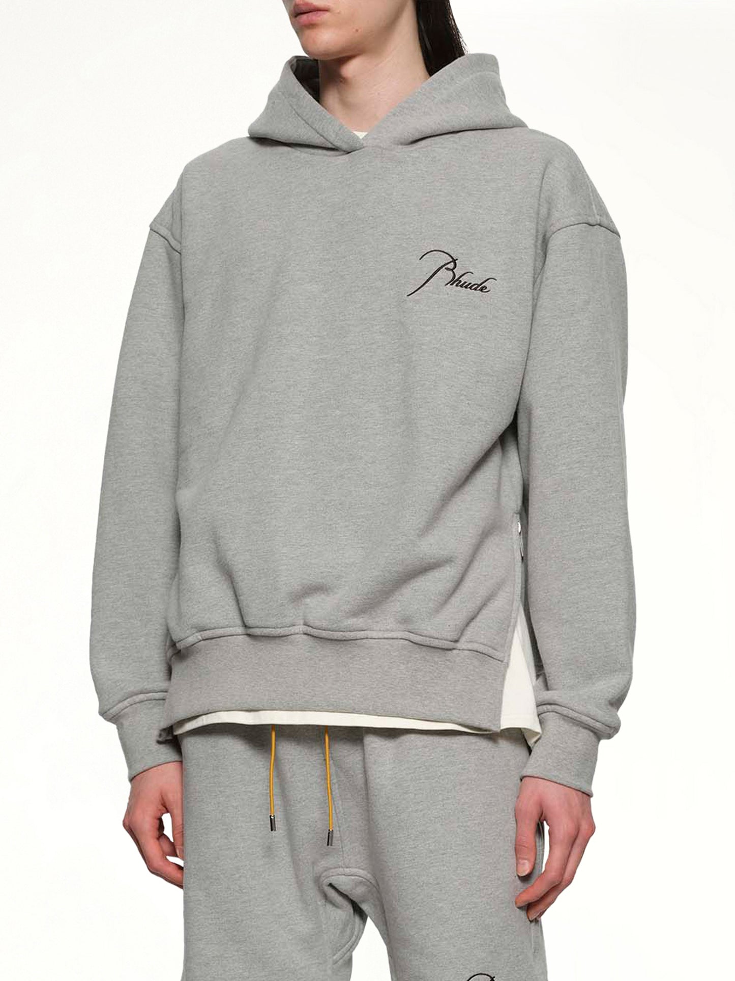 Classique Side Zip Pullover Hoodie in Heather Grey/Black