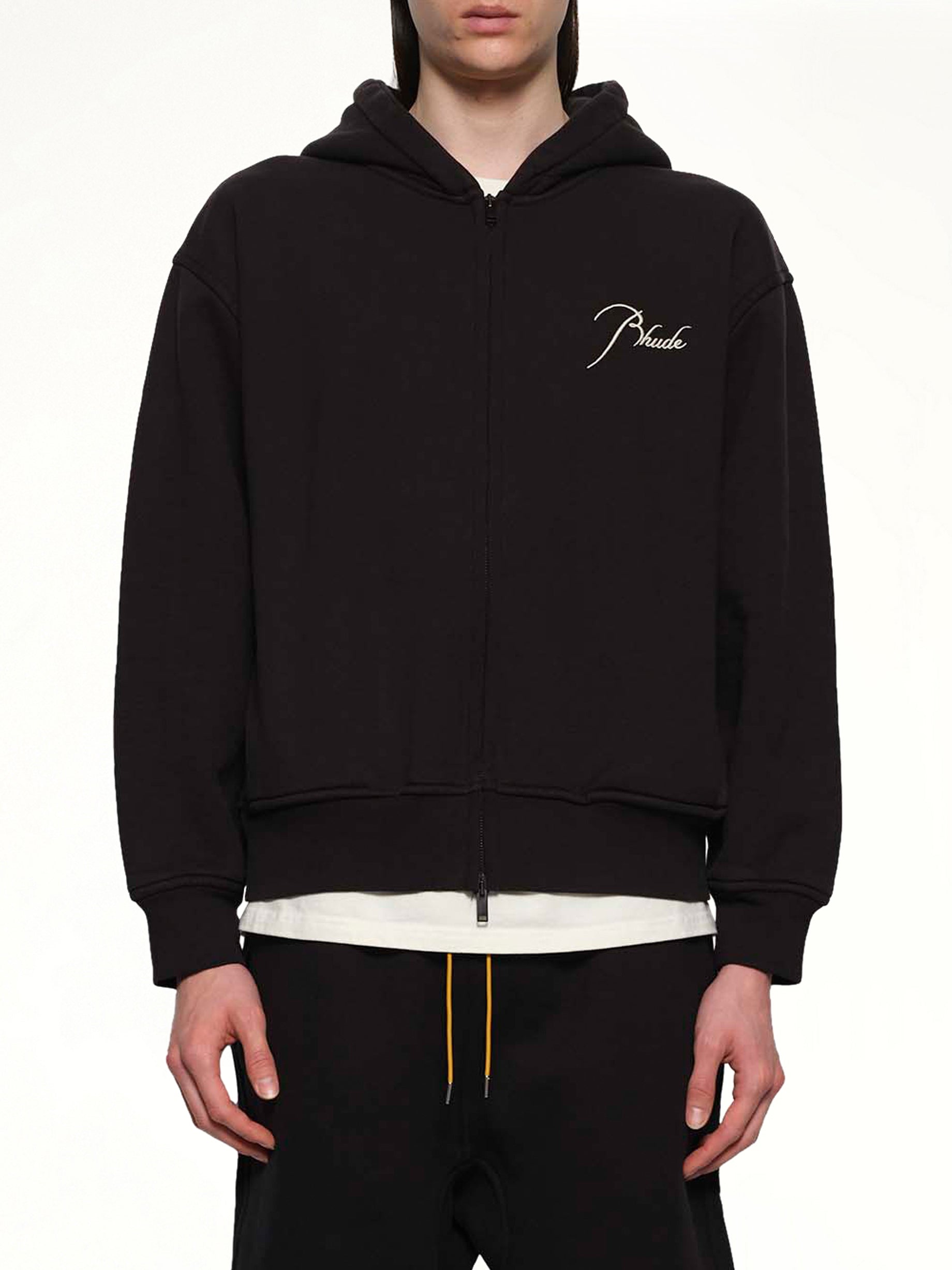 Classique Zip Up Hoodie in Black/White