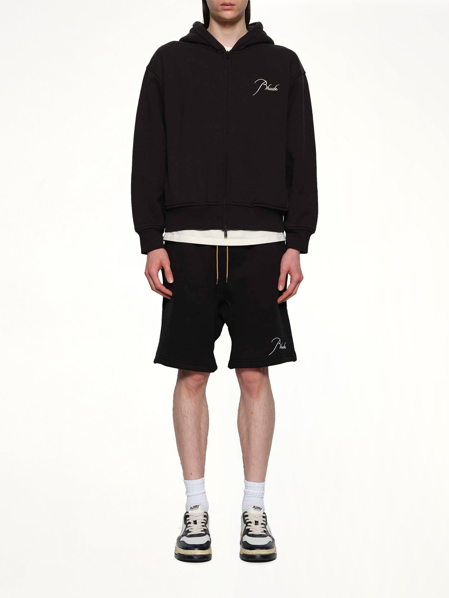 Classique Zip Up Hoodie in Black/White