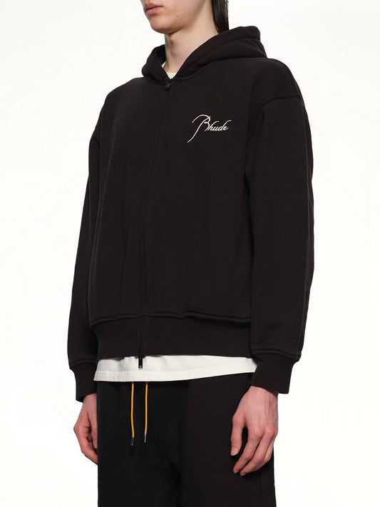 Classique Zip Up Hoodie in Black/White