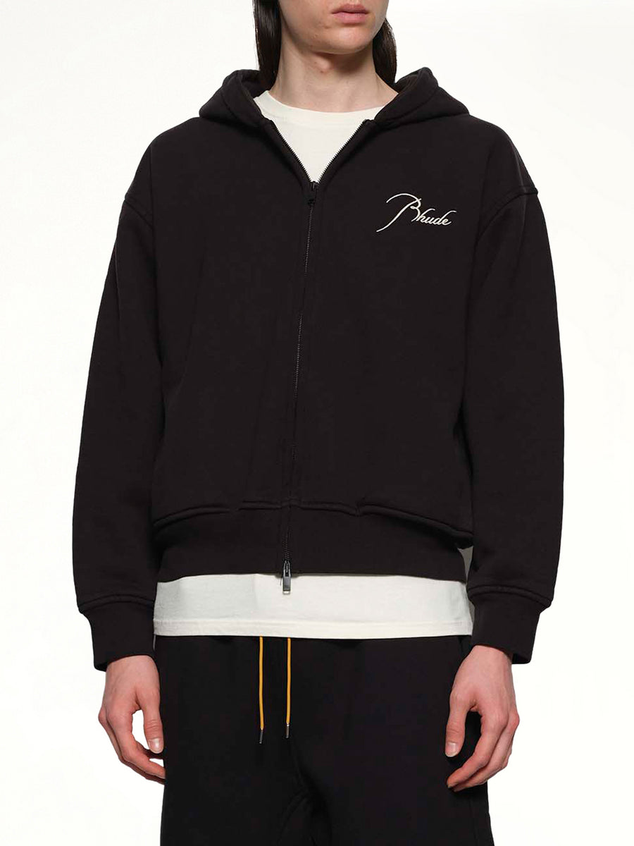 Classique Zip Up Hoodie in Black/White