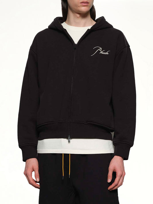 Classique Zip Up Hoodie in Black/White
